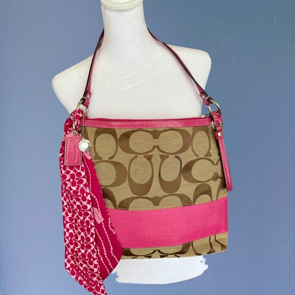 Coach Handbags - *SOLD* Coach Barbiecore Leather Shoulder Bag with 100% silk scarf